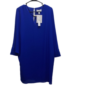 NWT Badgley Mischka Cobalt Blue lined Shirt Dress size 10